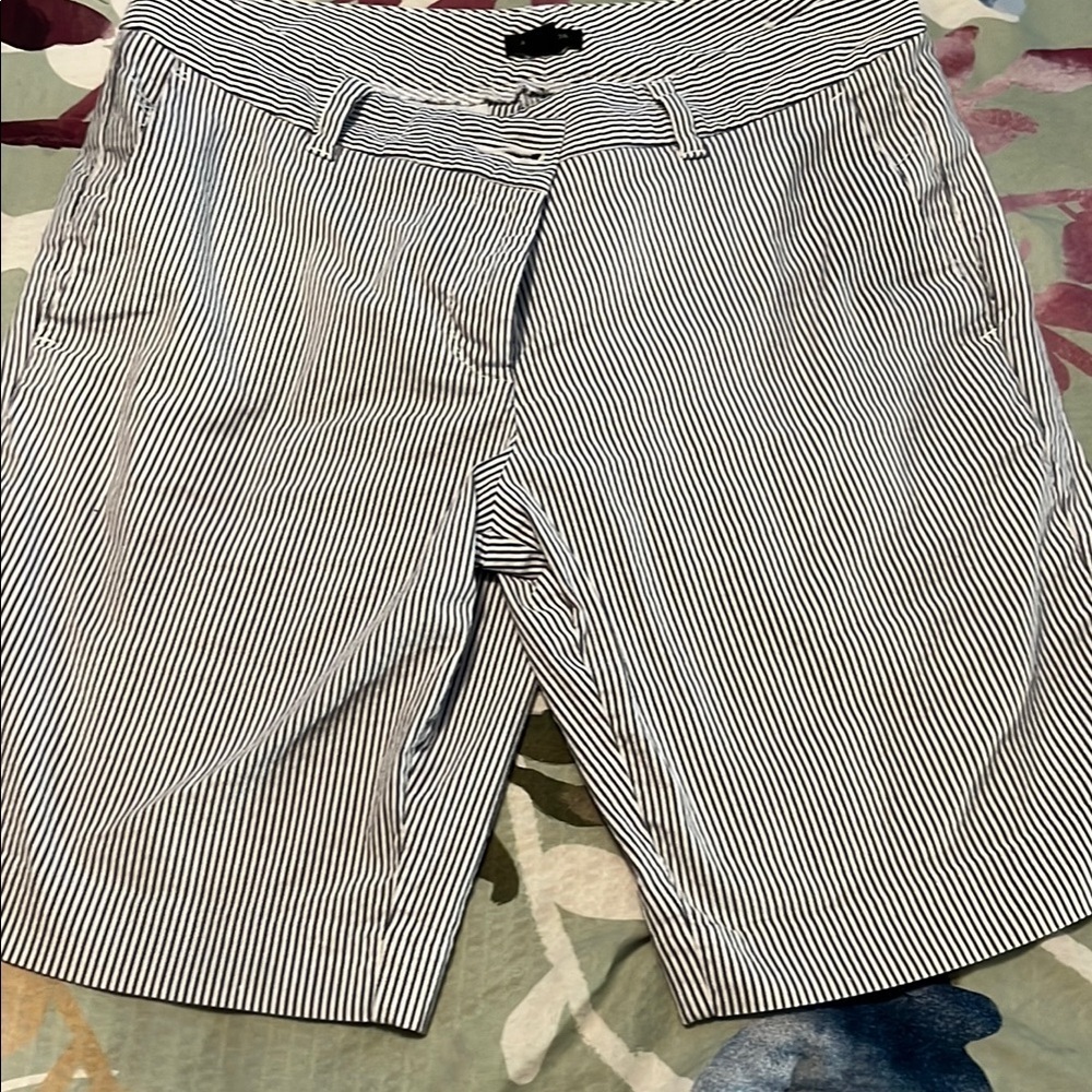 Ann Taylor pinstripe Bermuda shorts.